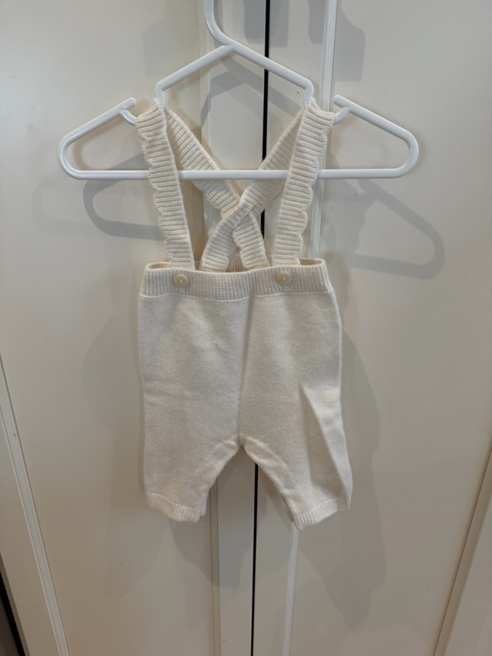 Jacadi 3m Cream Knit Suspender Baby Bottoms